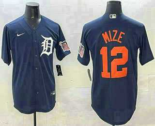 Men's Detroit Tigers #12 Casey Mize Navy Alternate With Patch Cool Base Stitched Jersey,We sell and wholesale Men's Detroit Tigers #12 Casey Mize Navy Alternate With Patch Cool Base Stitched Jersey on line form chian!